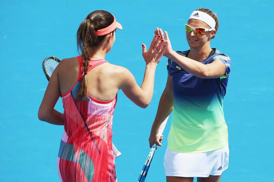 Auckland, Nuova Zelanda: Ana Ivanovic e Kirsten Flipkens in doppio al torneo (GETTY IMAGES)
